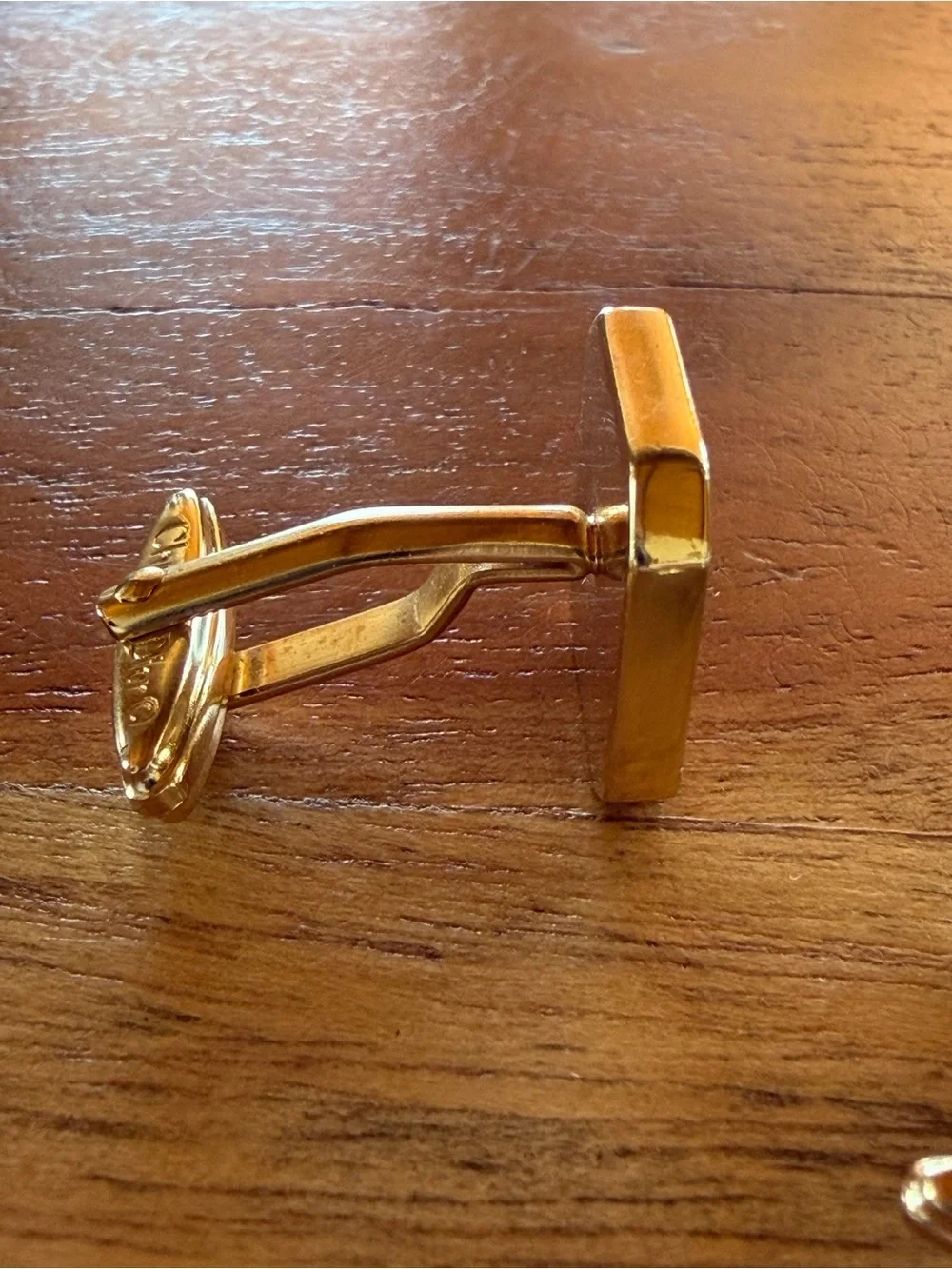 Rare Christian Dior Monsieur Gold and Cream Square Logo Cufflinks Set w tie pin